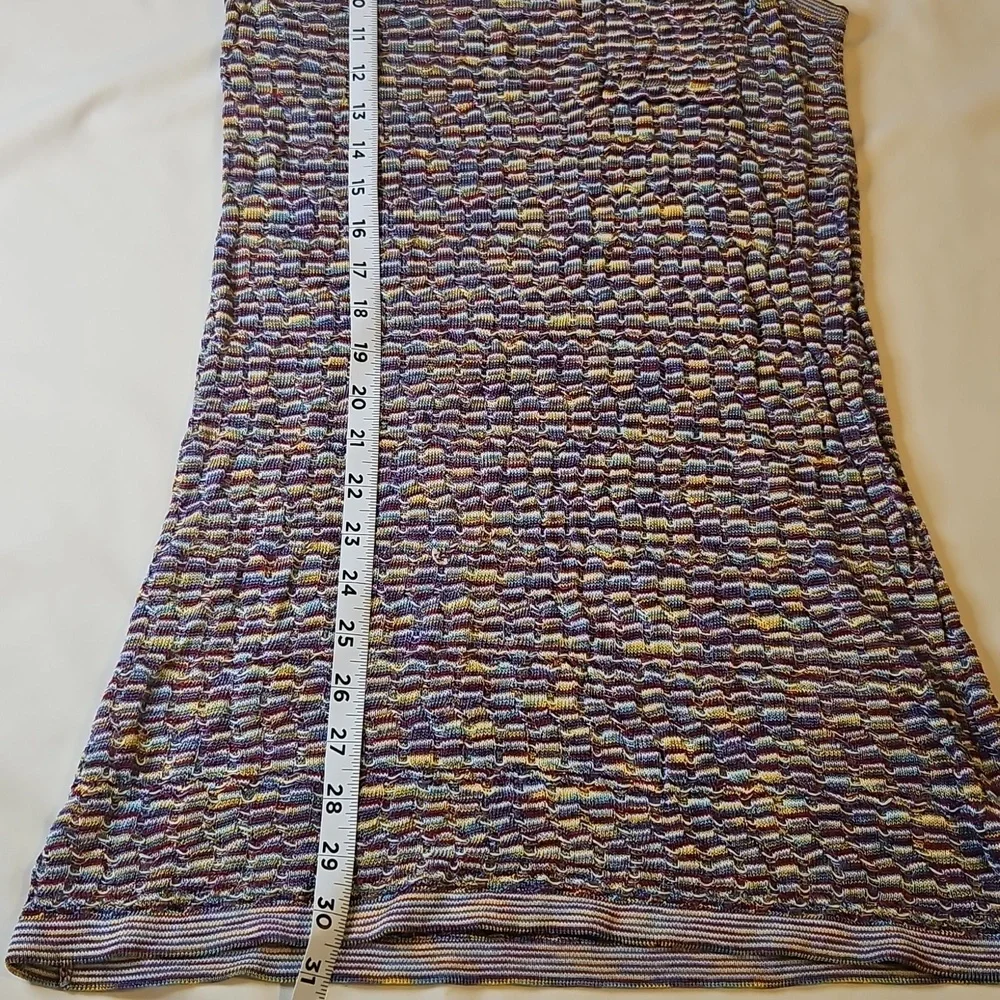 Y2K Knit Mini Dress/Cover-up  Medium Purple Blue Yellow Stretchy